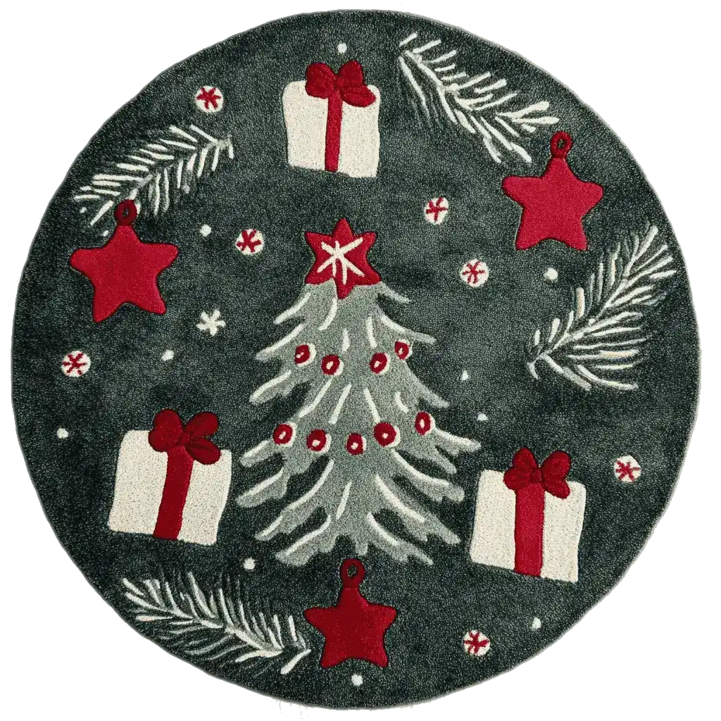 Festive Whimsy Round Hand Tufted Rug