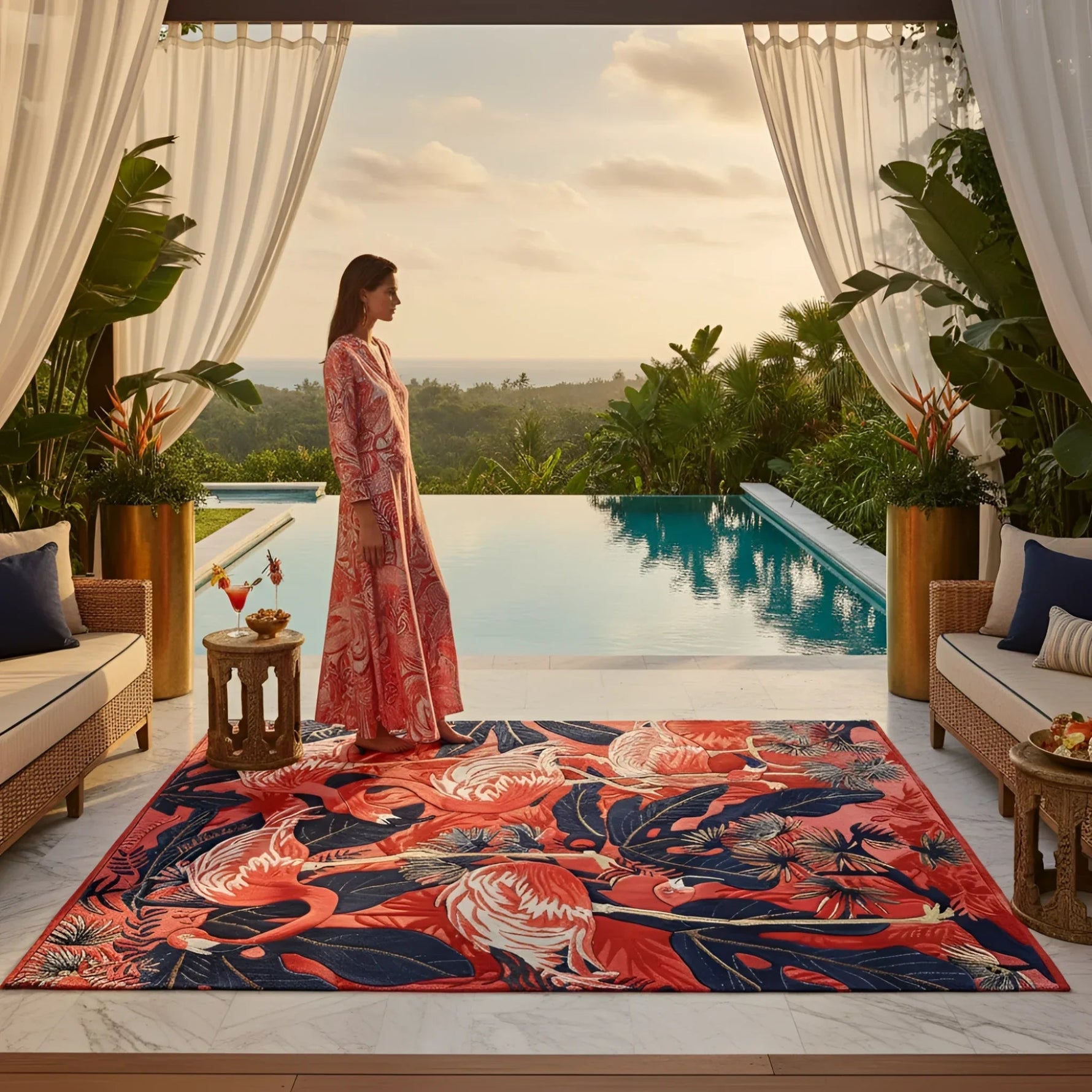 Flamingo Fiesta Hand Tufted Rug 2 - 1001 Knots