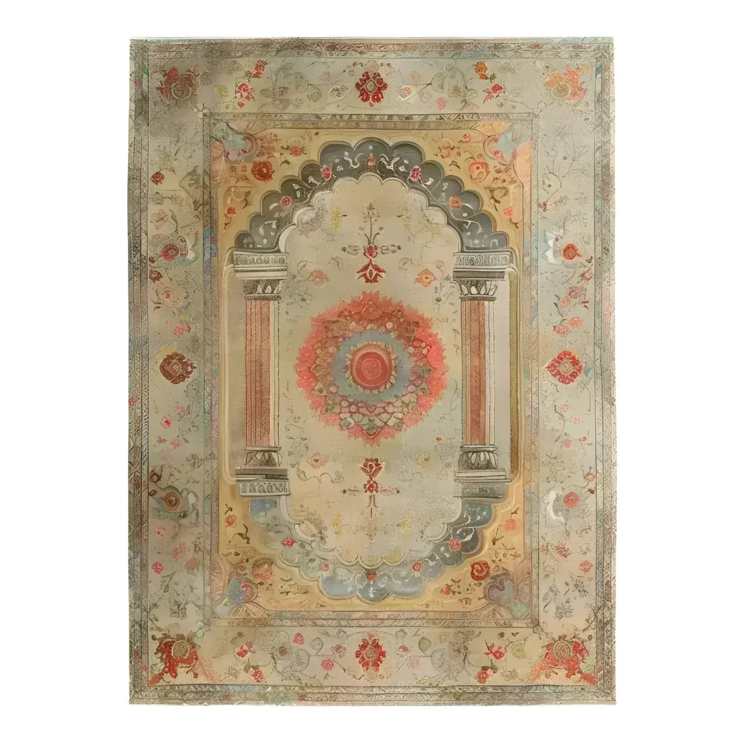 Floral Archway Hand Knotted Area Rug