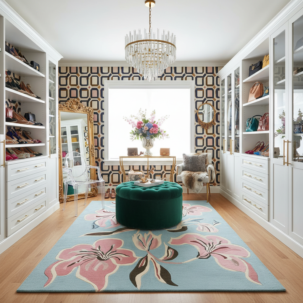 Floral Brush Symphony Hand Tufted Rug