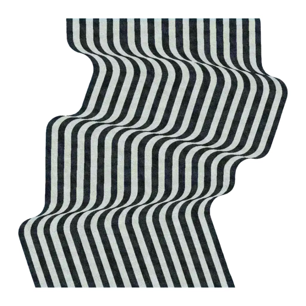 Flowing Illusion Black and Gray Hand Tufted Wool Rug