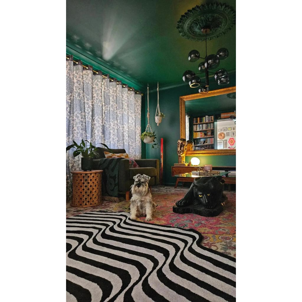 Flowing Illusion Black and Gray Hand Tufted Wool Rug 5 x 8 ft