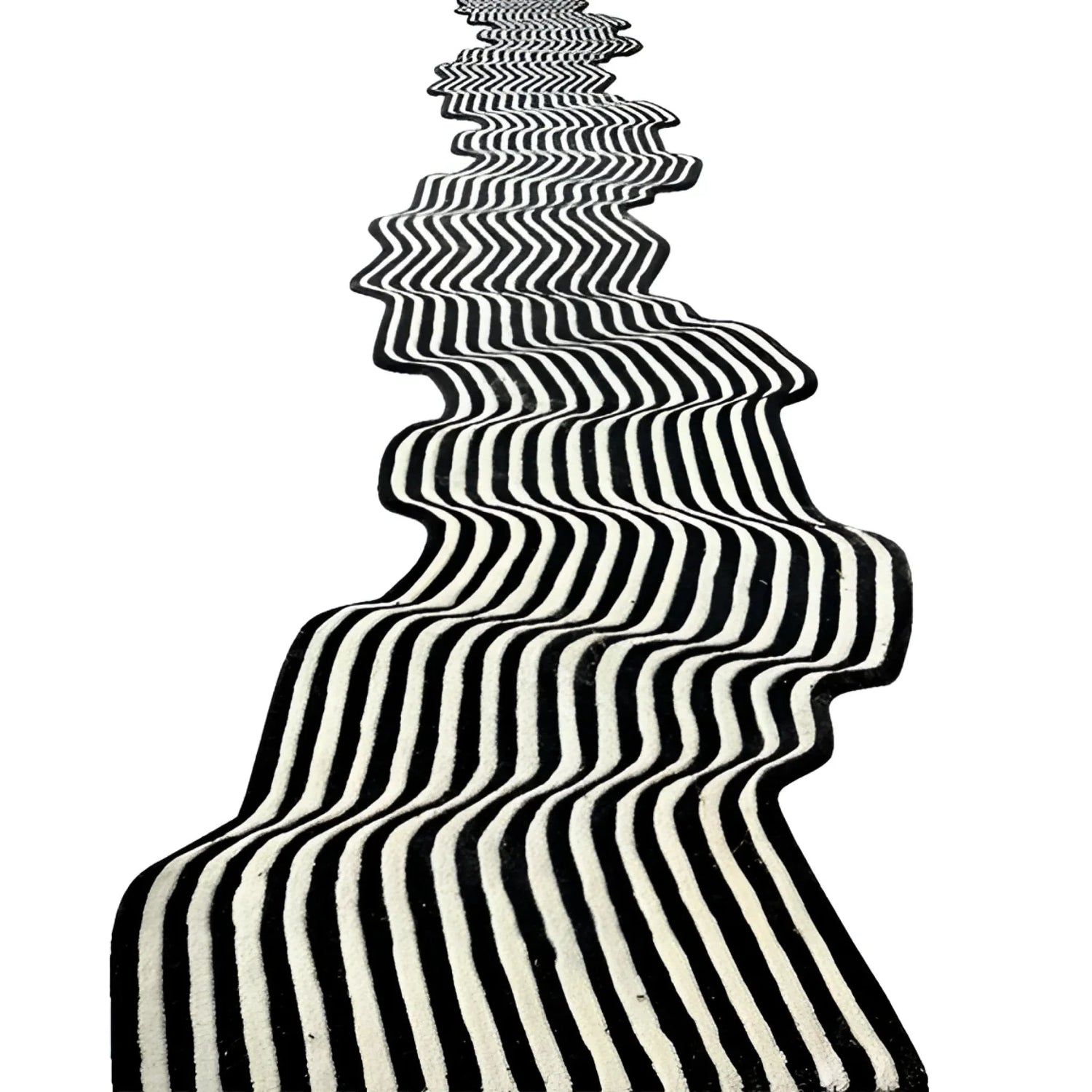 Flowing Illusion Black and Gray Wool Runner Rug 2 - 1001 Knots