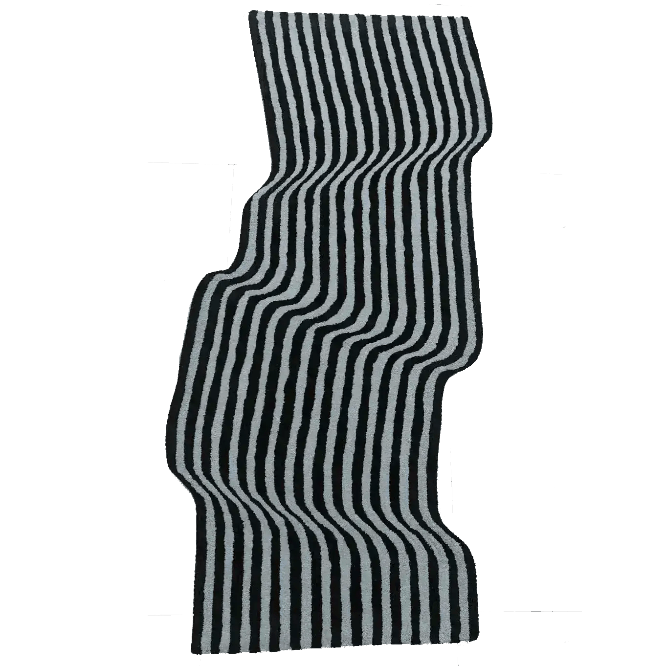 Flowing Illusion Black and Gray Wool Runner Rug 3' x 6' 1 - 1001 Knots