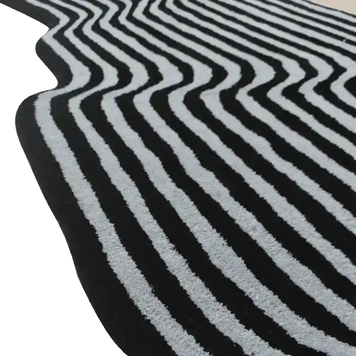 Flowing Illusion Black and Gray Wool Runner Rug 3' x 6' 6 - 1001 Knots