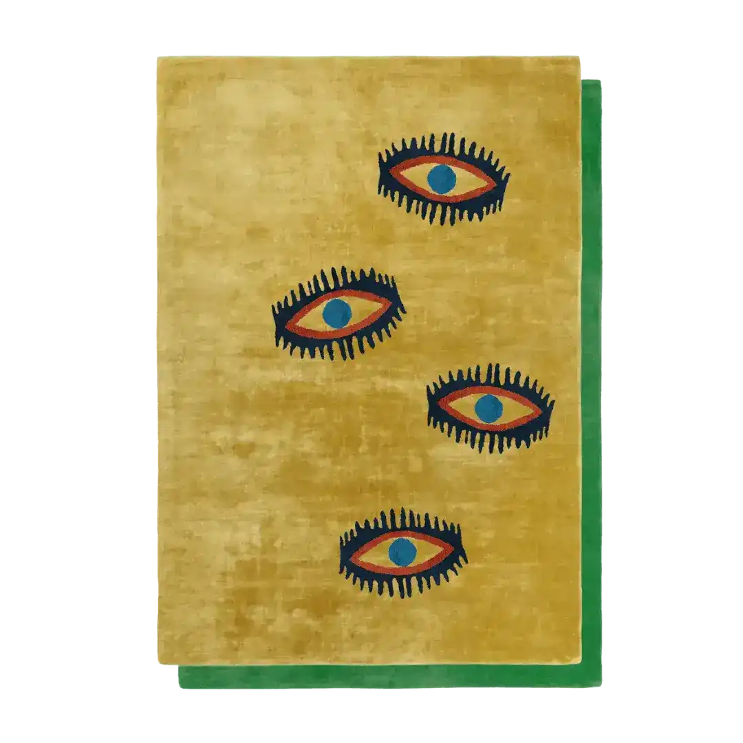 Four Evil Eyes Viscose Hand Tufted Wool Rug