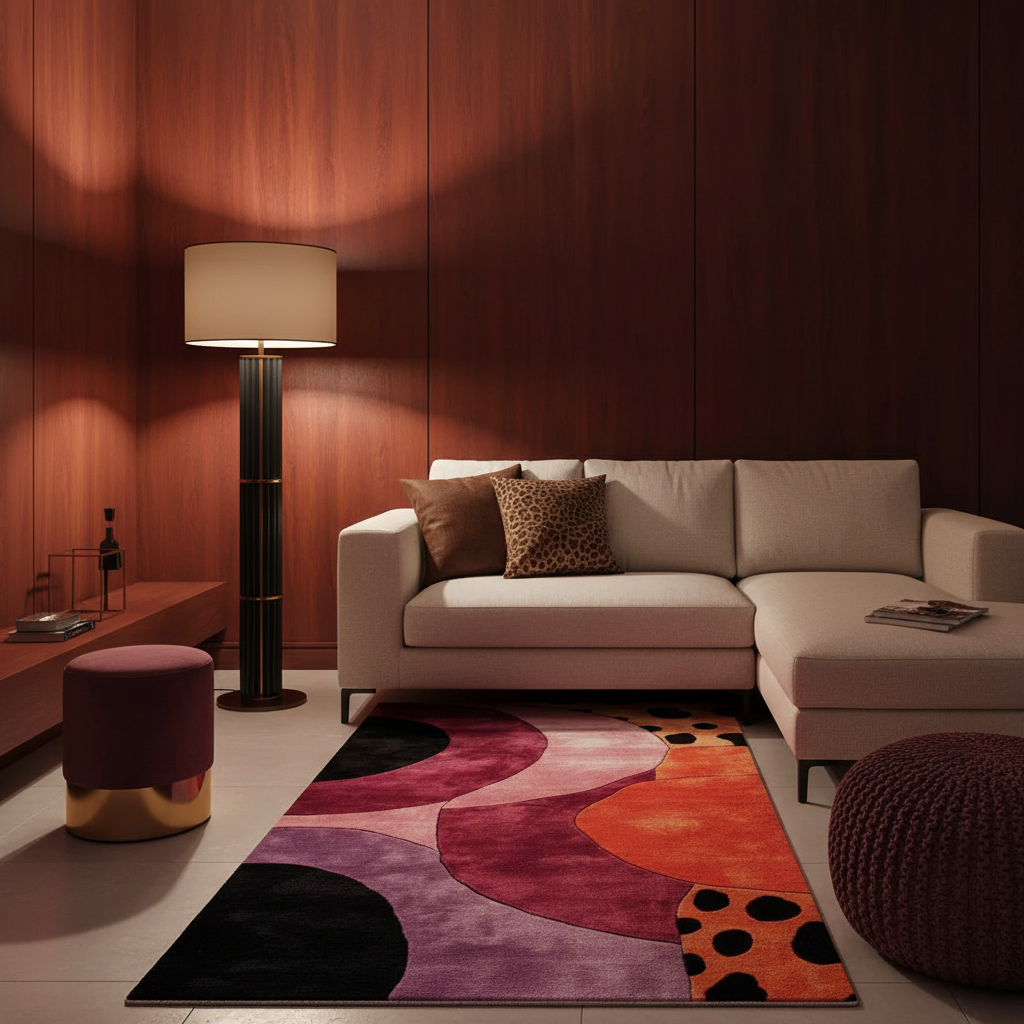 Geometric Animal Print Hand Tufted Wool Runner Rug