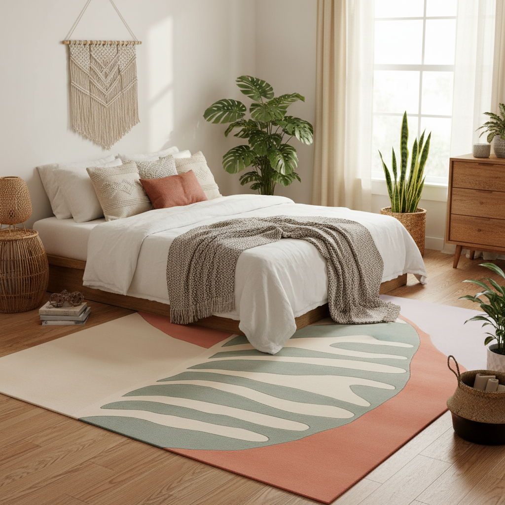 Graphic Palm Mirage Hand Tufted Rug