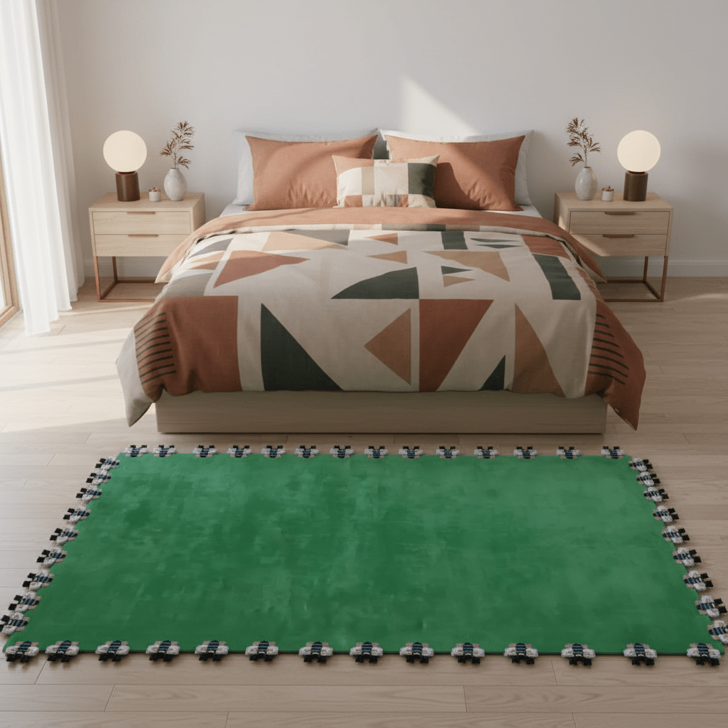 Green Bees Love Hand Tufted Wool Rug 3 - 1001 Knots