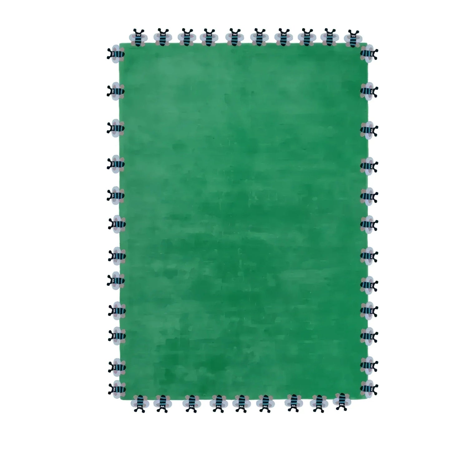 Green Bees Love Hand Tufted Wool Rug 1 - 1001 Knots