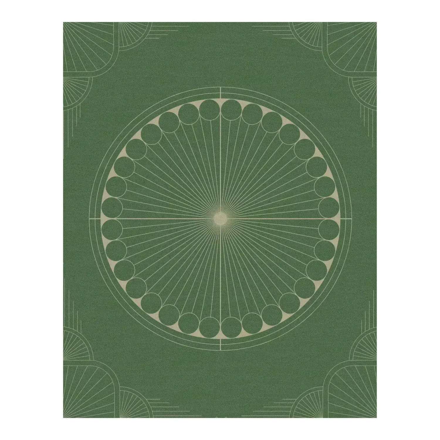Green Moon Art Deco Hand Tufted Wool Rug