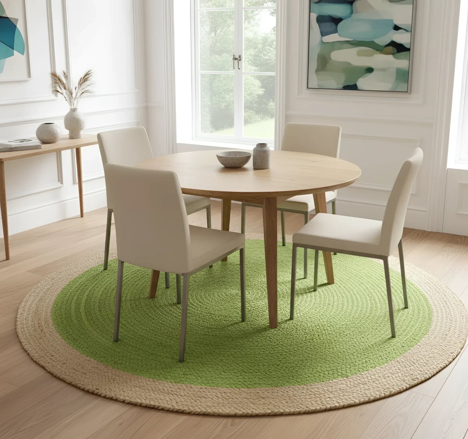 Green Round Jute Rug