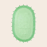 Green Two Toned Oval Jute Rug with Tassels
