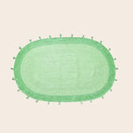 Green Two Toned Oval Jute Rug with Tassels