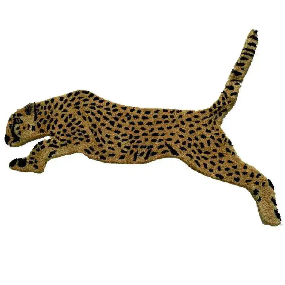 Leopard-shaped doormat on a white background