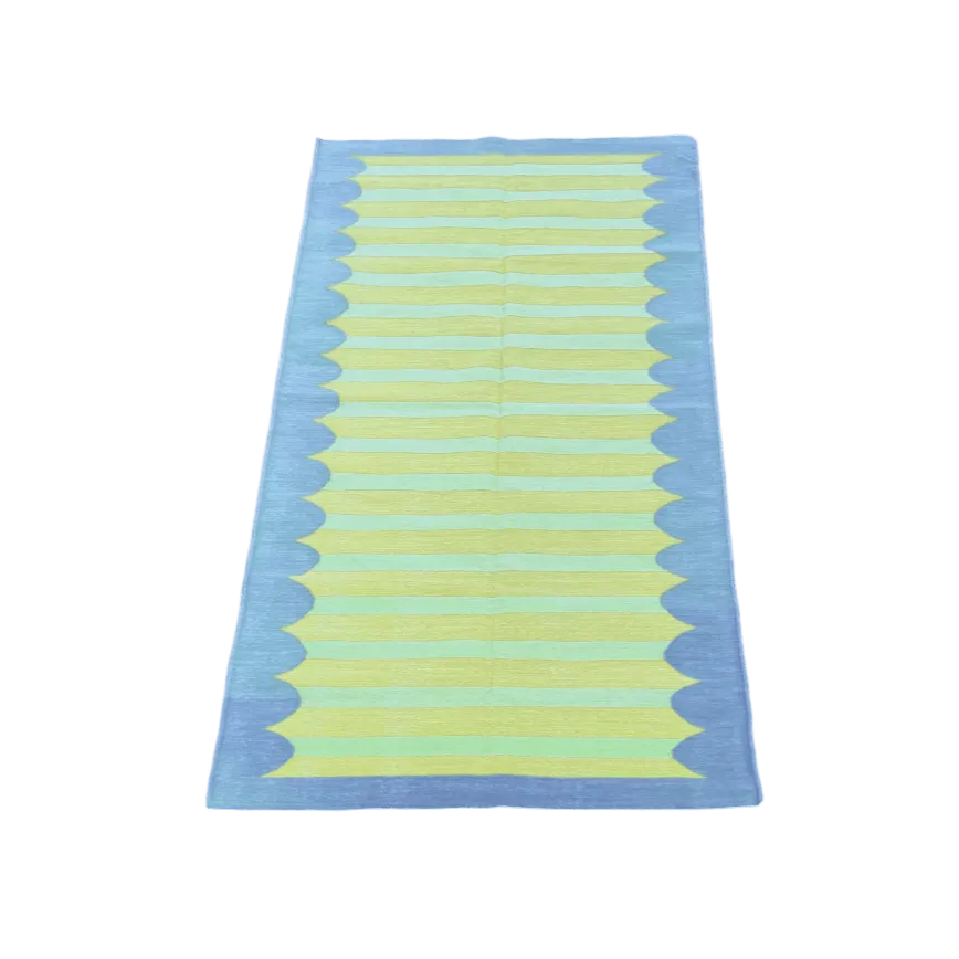 Handwoven Alaia Blue/Yellow Cotton Rug