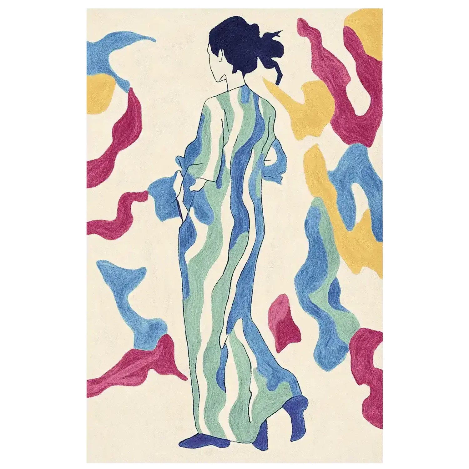 Hue Flow Figure Hand Tufted Rug