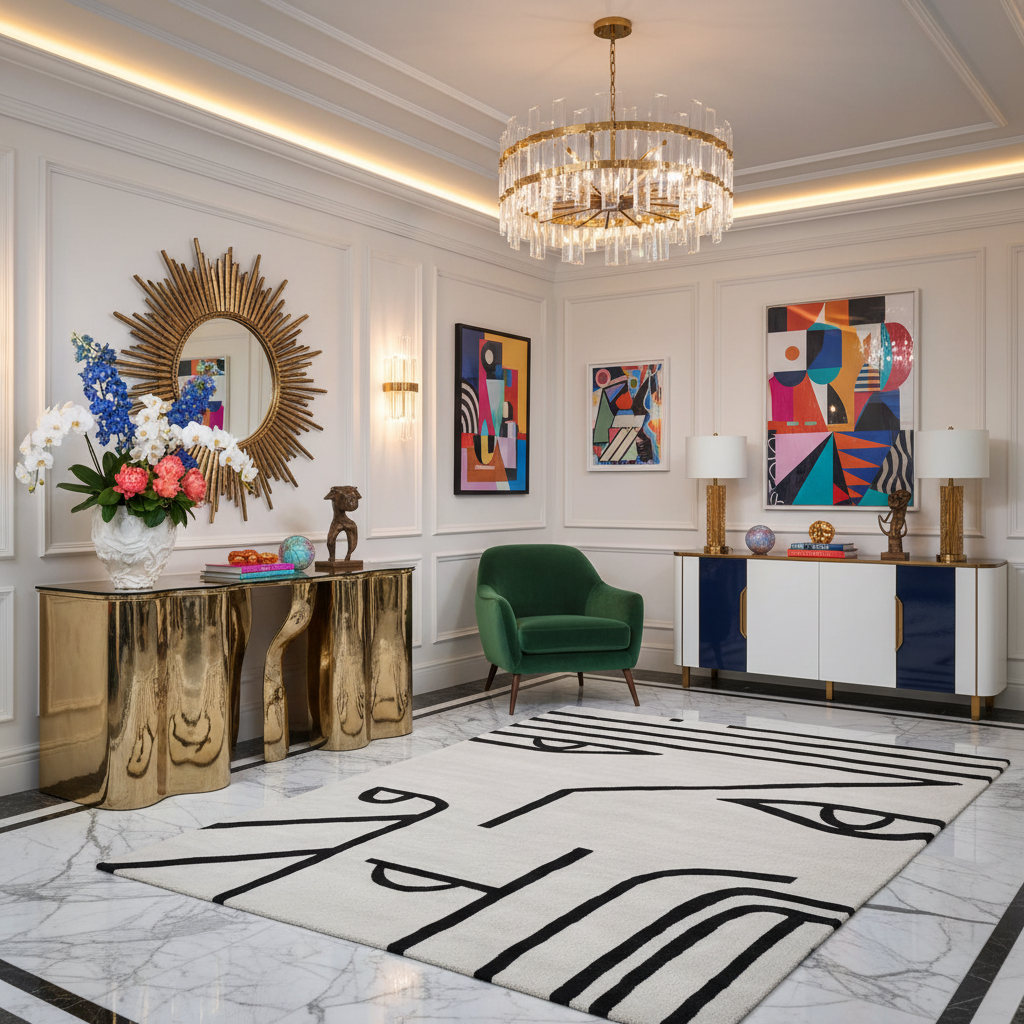 Inkbound Face Geometry Hand Tufted Rug