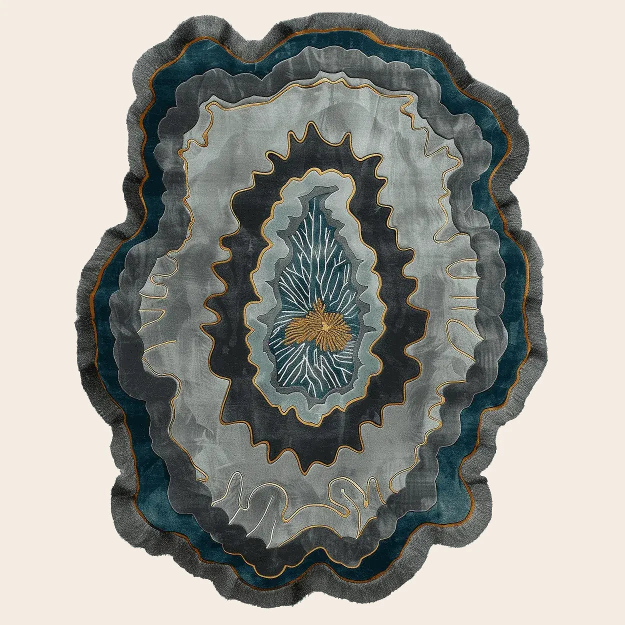 Layered Vein Rhythm Hand Tufted Rug - rug