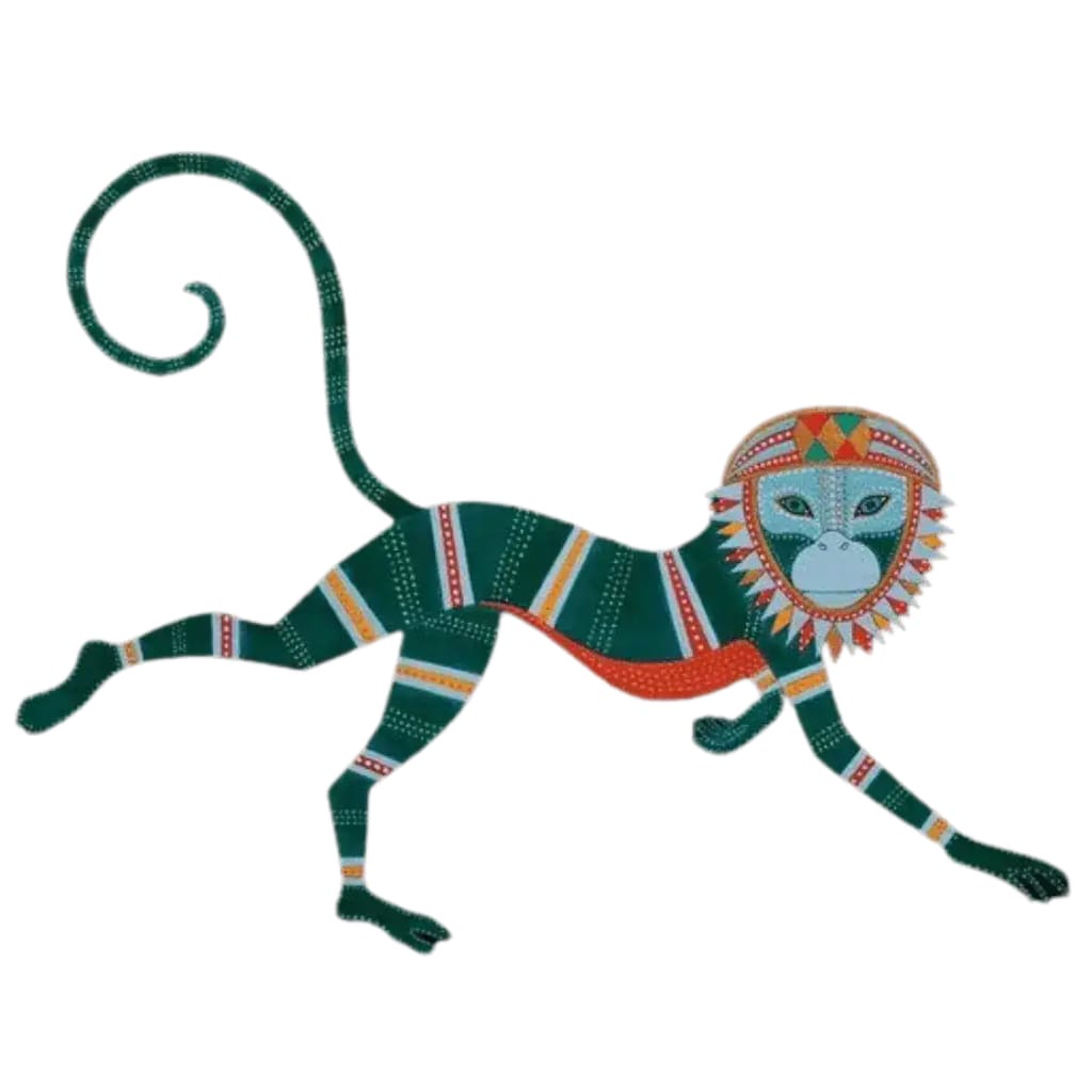 Leaping Monkey Hanuman Accent Wool Rug 1 - 1001 Knots