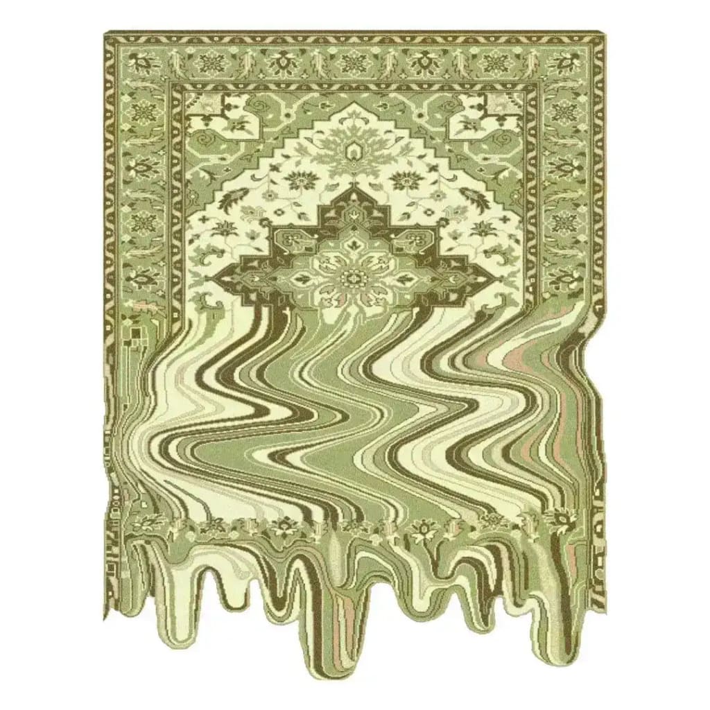 Lime Green Melting Traditional Persian Hand Tufted Wool Rug
