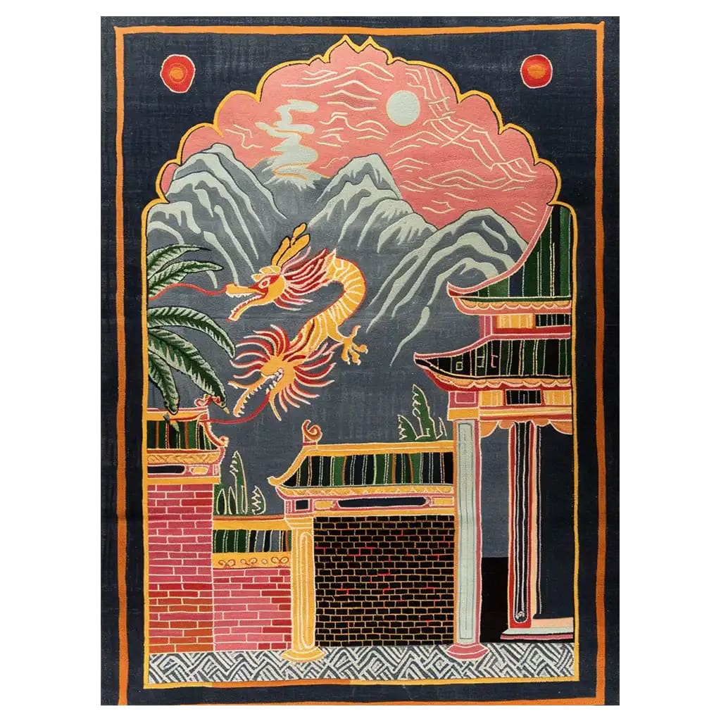 Lunar Dragon Ascent Hand Tufted Wool Rug