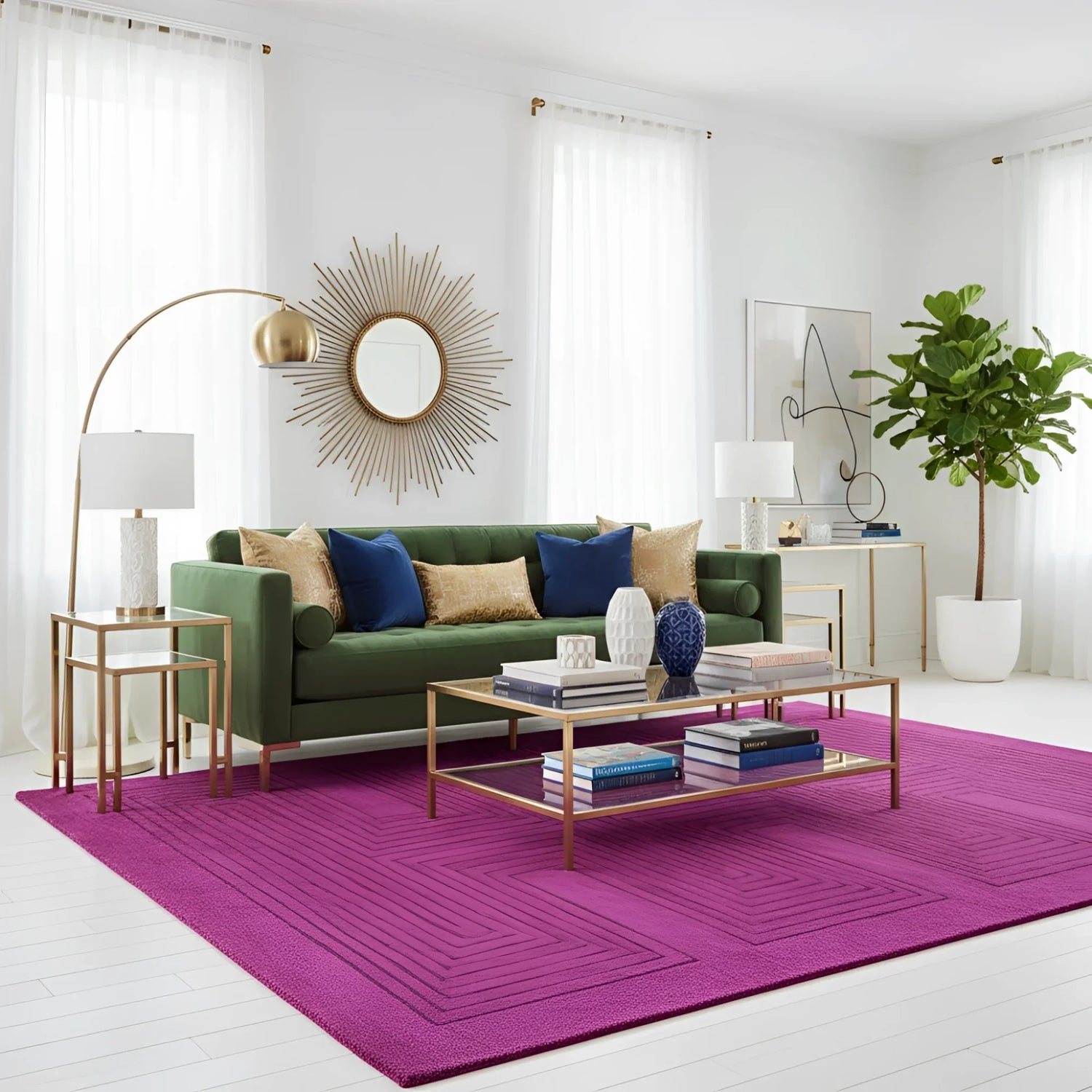 Magenta Artic Geo Modern Hand Tufted Wool Rug