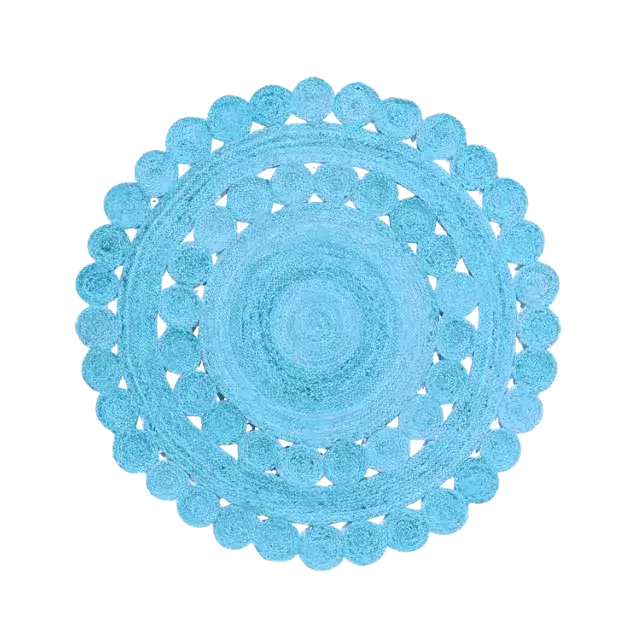 Maia Classic Circles Round Jute Rug - Blue