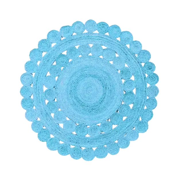 Maia Classic Circles Round Jute Rug - Blue