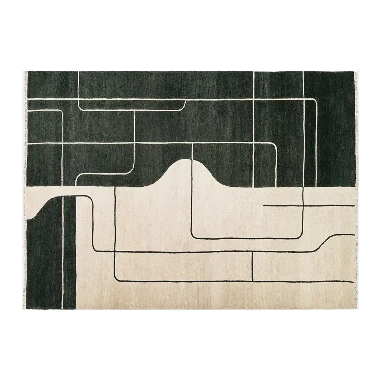 Midnight Curve Canvas Knotted Wool Rug
