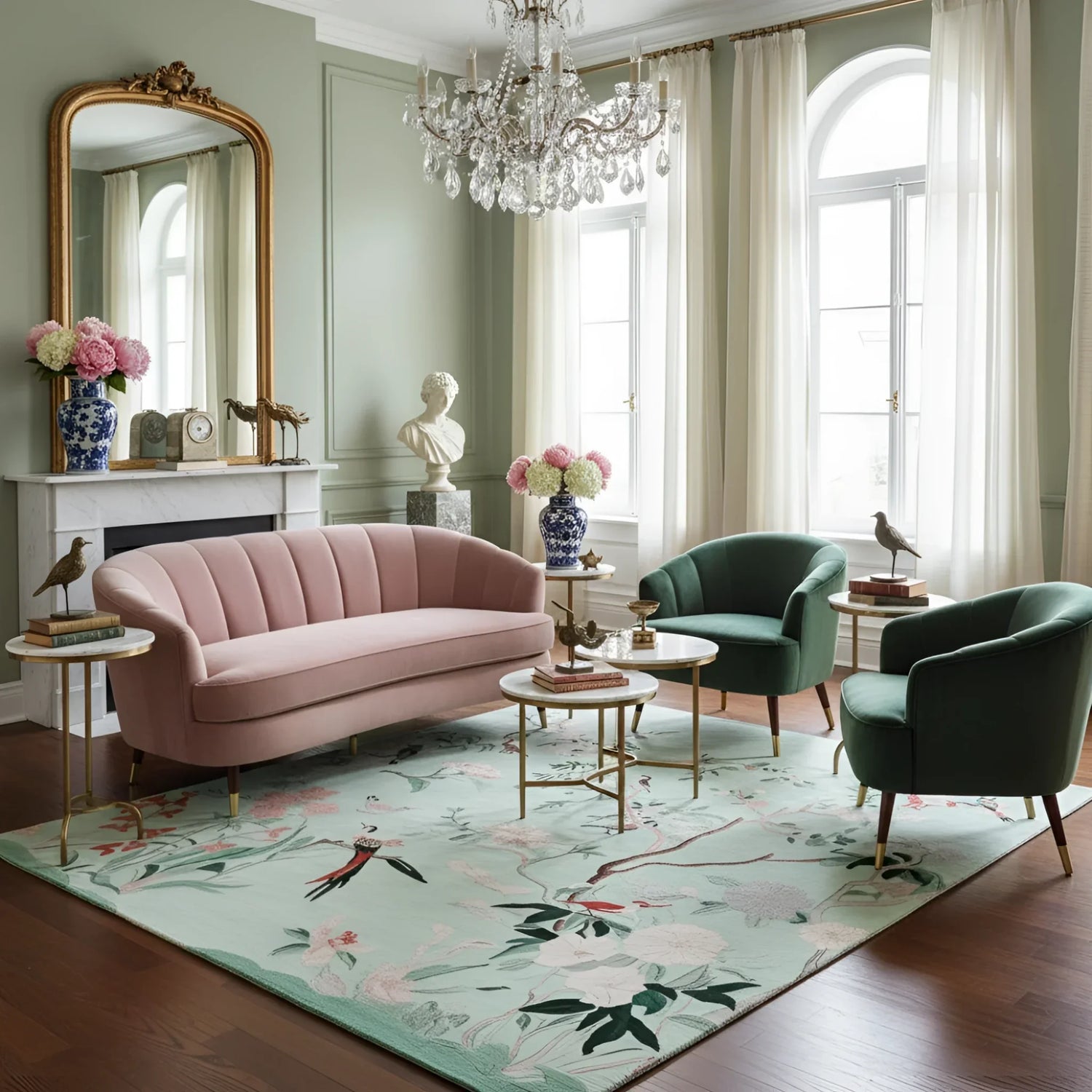 Mint Blossom Melody Hand Tufted Rug