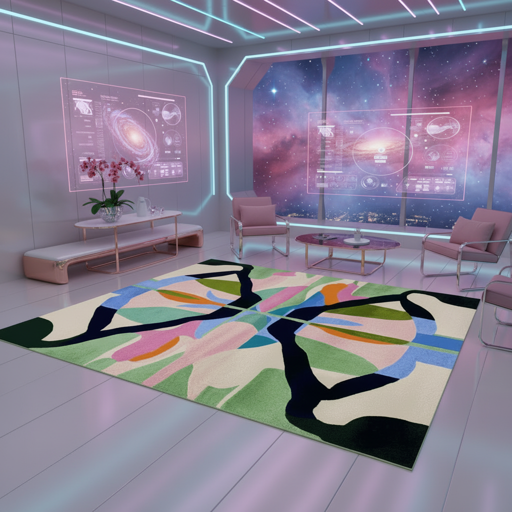 Mirrored Bloomscape Flow Hand Tufted Rug