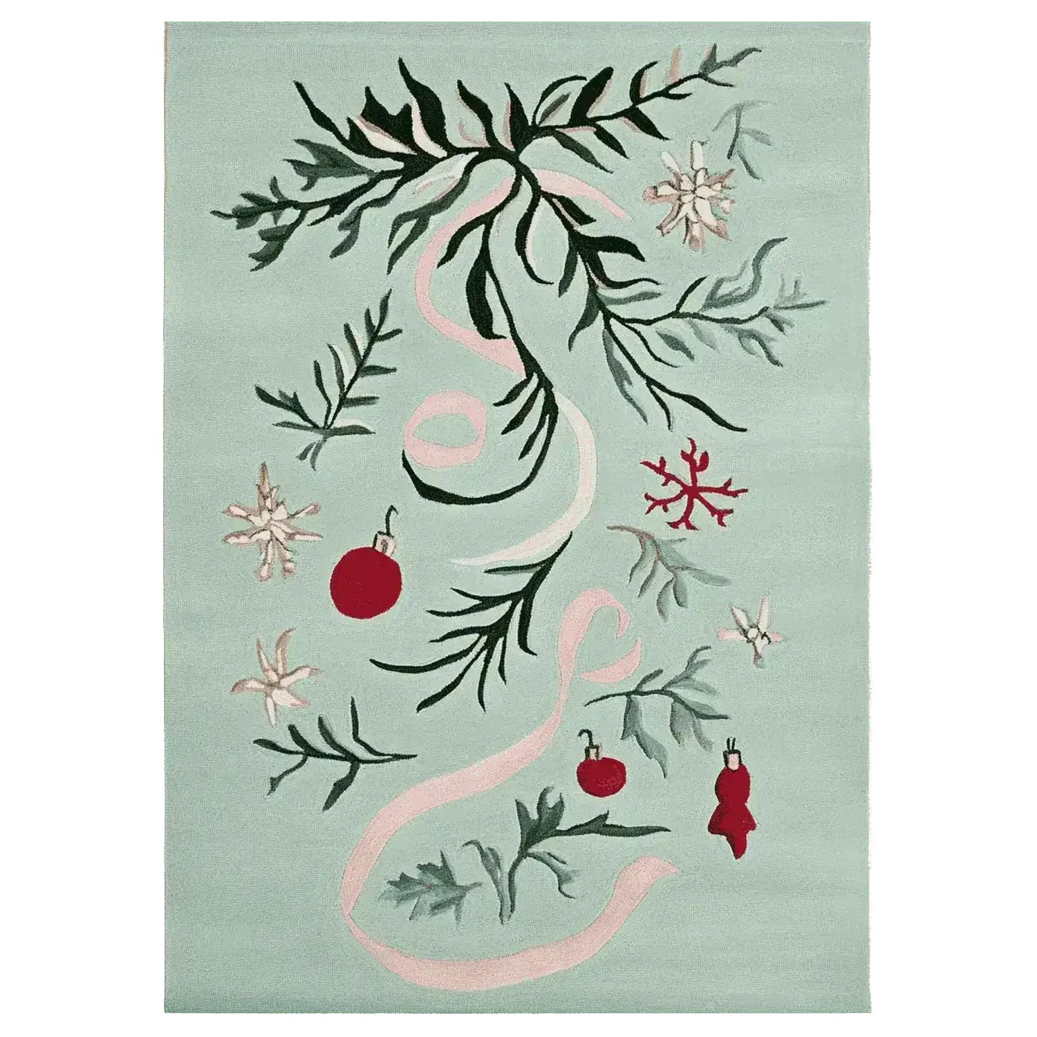 Mistletoe Ribbon Dance Hand Tufted Rug