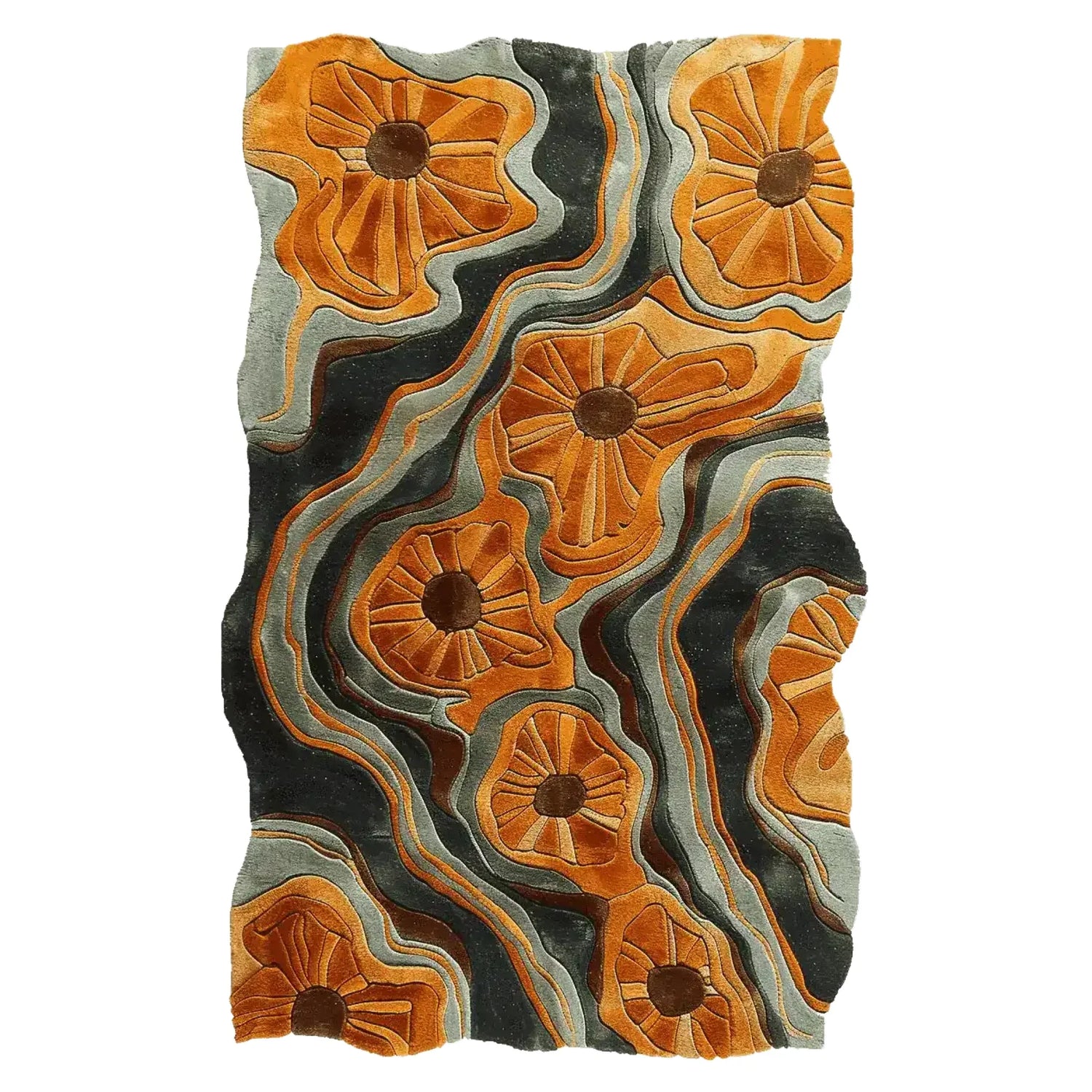 Modern Botanical Flow Hand Tufted Rug