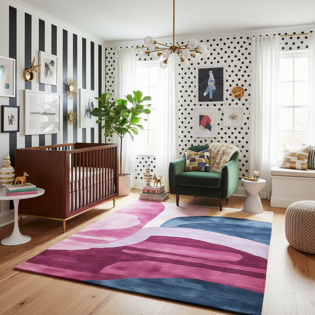 Modern Fluid Form Hand Tufted Rug