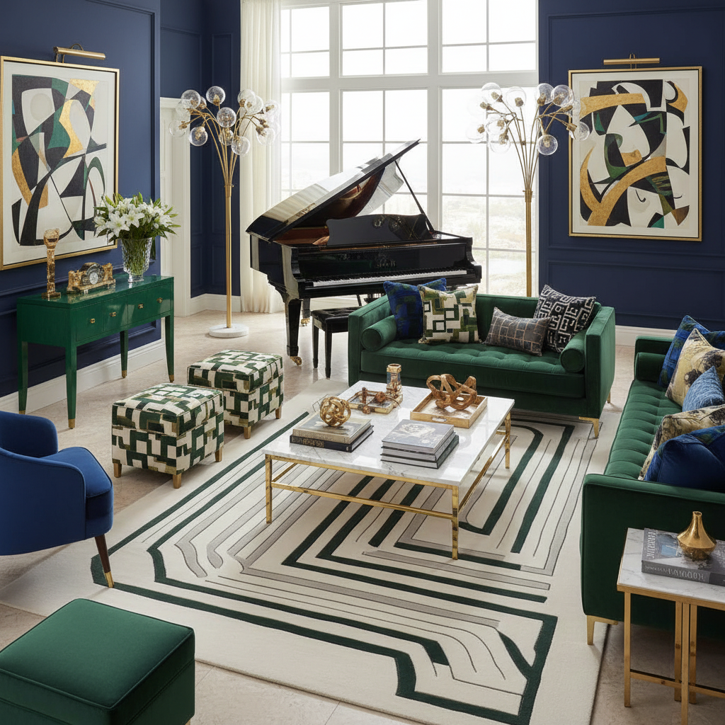 Modern Motion Maze Hand Tufted Rug