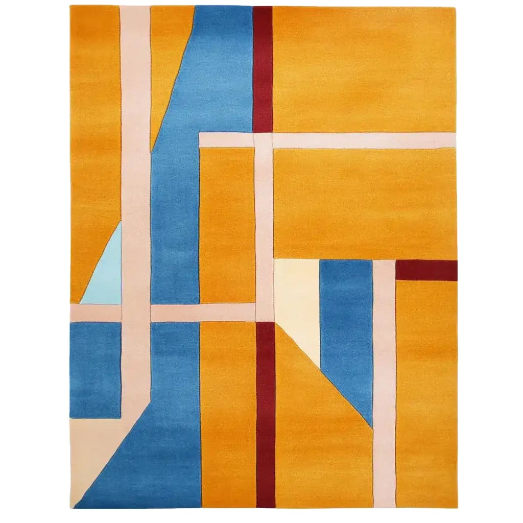 Modern Sunset Grid Hand Tufted Rug