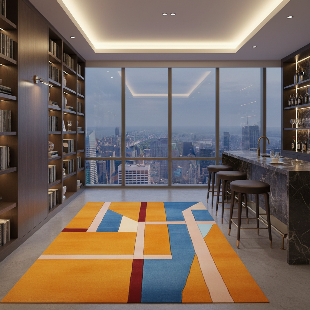 Modern Sunset Grid Hand Tufted Rug