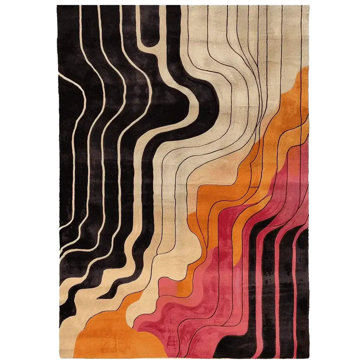 Molten Rhythm Drift Hand Tufted Rug — Custom 6' × 7'