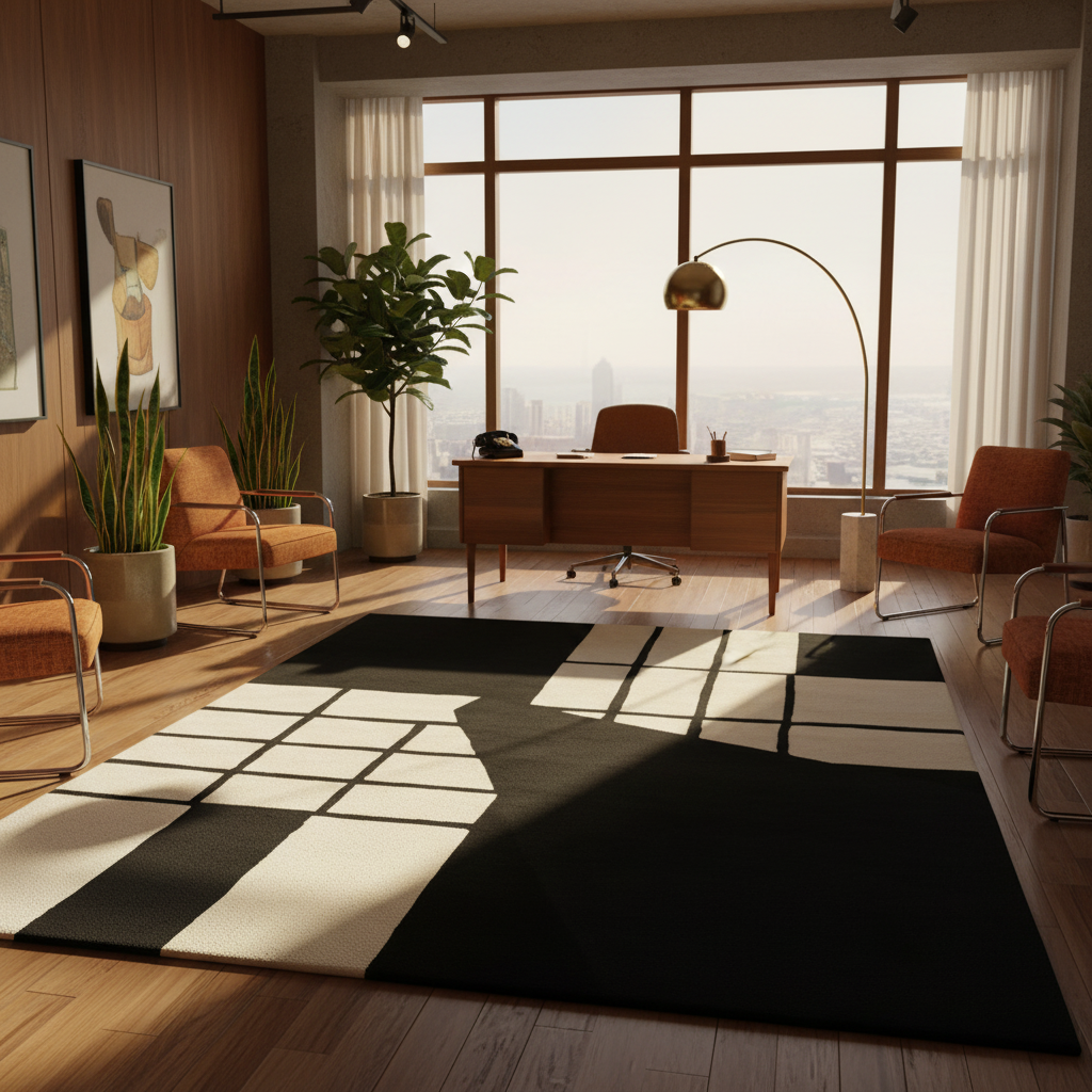 Monochrome Gride Form Hand Tufted Rug