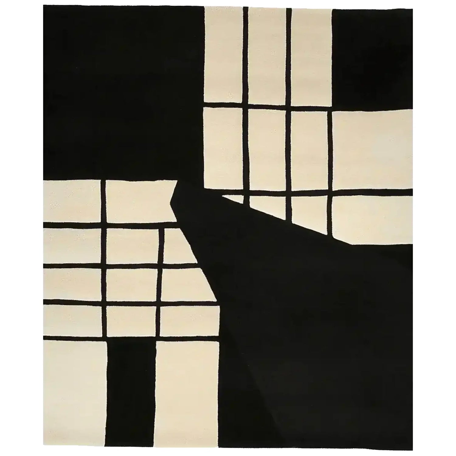 Monochrome Gride Form Hand Tufted Rug