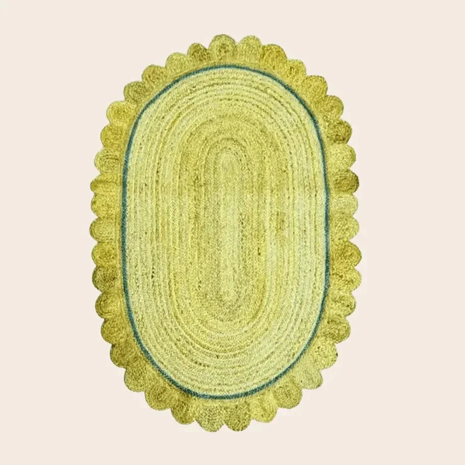 Mustard Scalloped Jute Rug