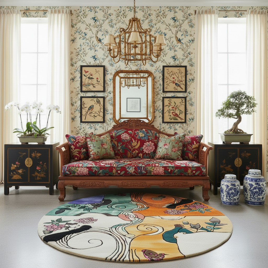 Nature's Kaleidoscope Hand Tufted Round Rug