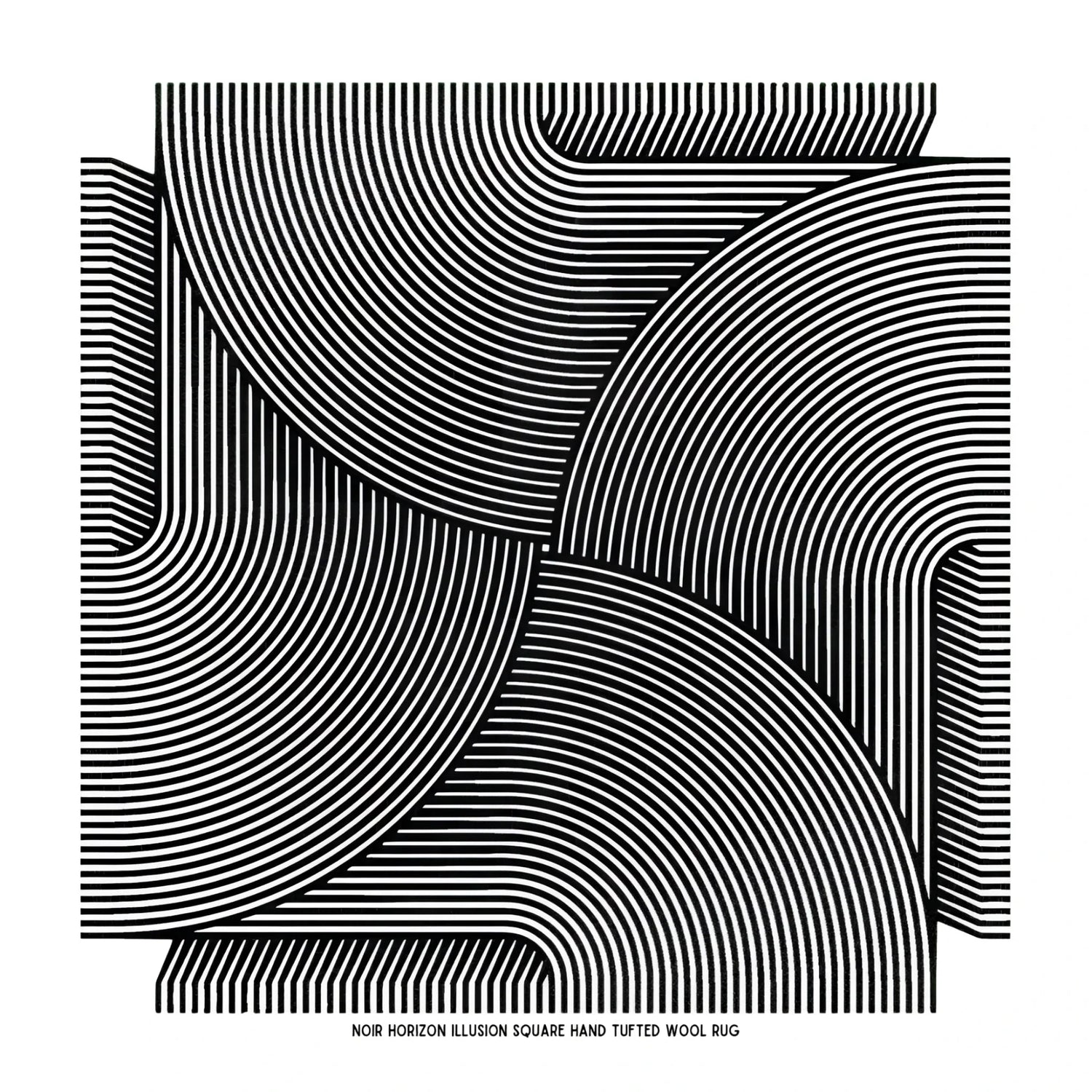 Noir Horizon Illusion Square Hand Tufted Wool Rug