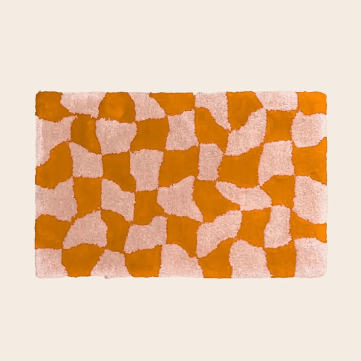Orange Abstract Checker Hand Tufted Wool Rug