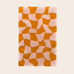 Orange Abstract Checker Hand Tufted Wool Rug