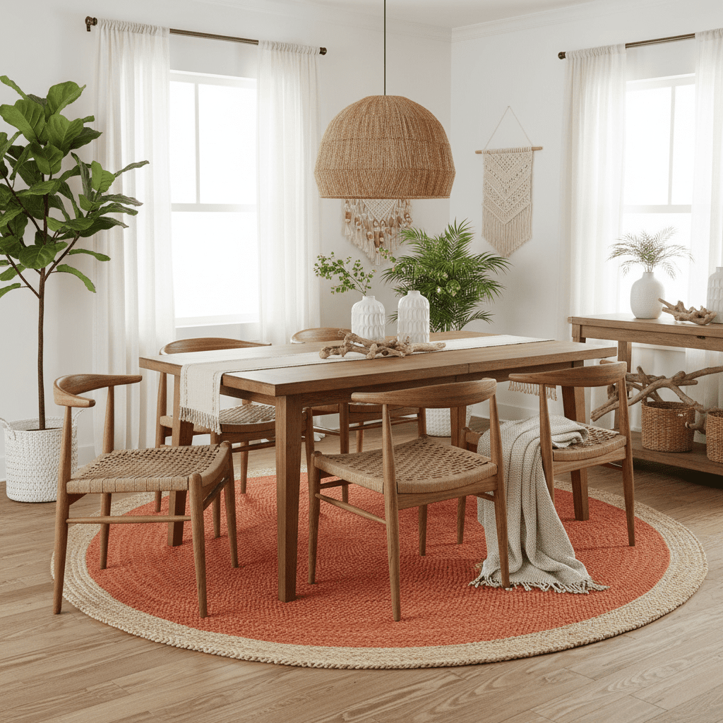 Orange Round Jute Rug