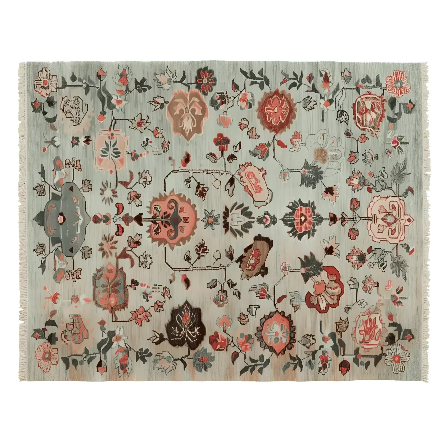 Ornate Floral Weave Hand Knotted Rug