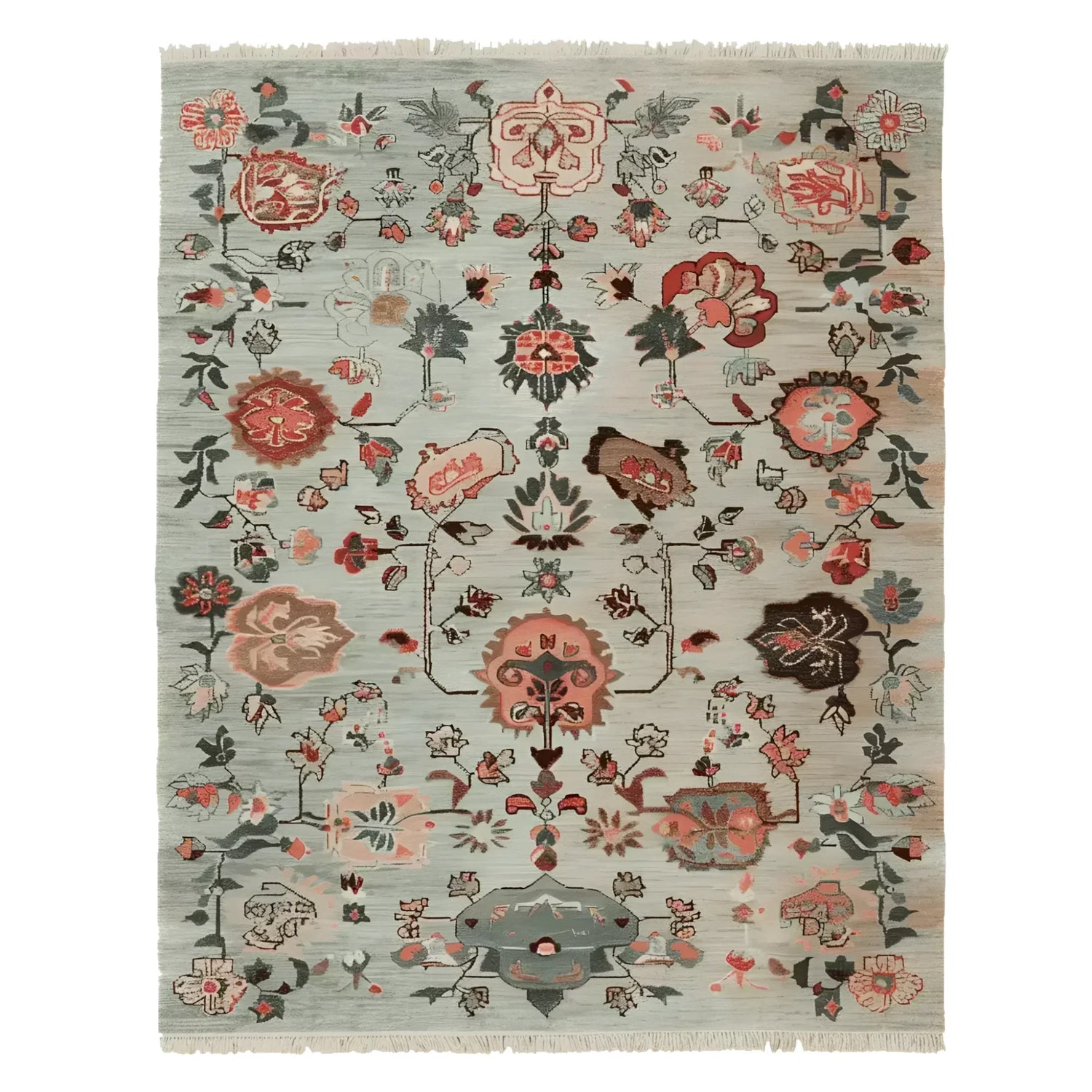 Ornate Floral Weave Hand Knotted Rug