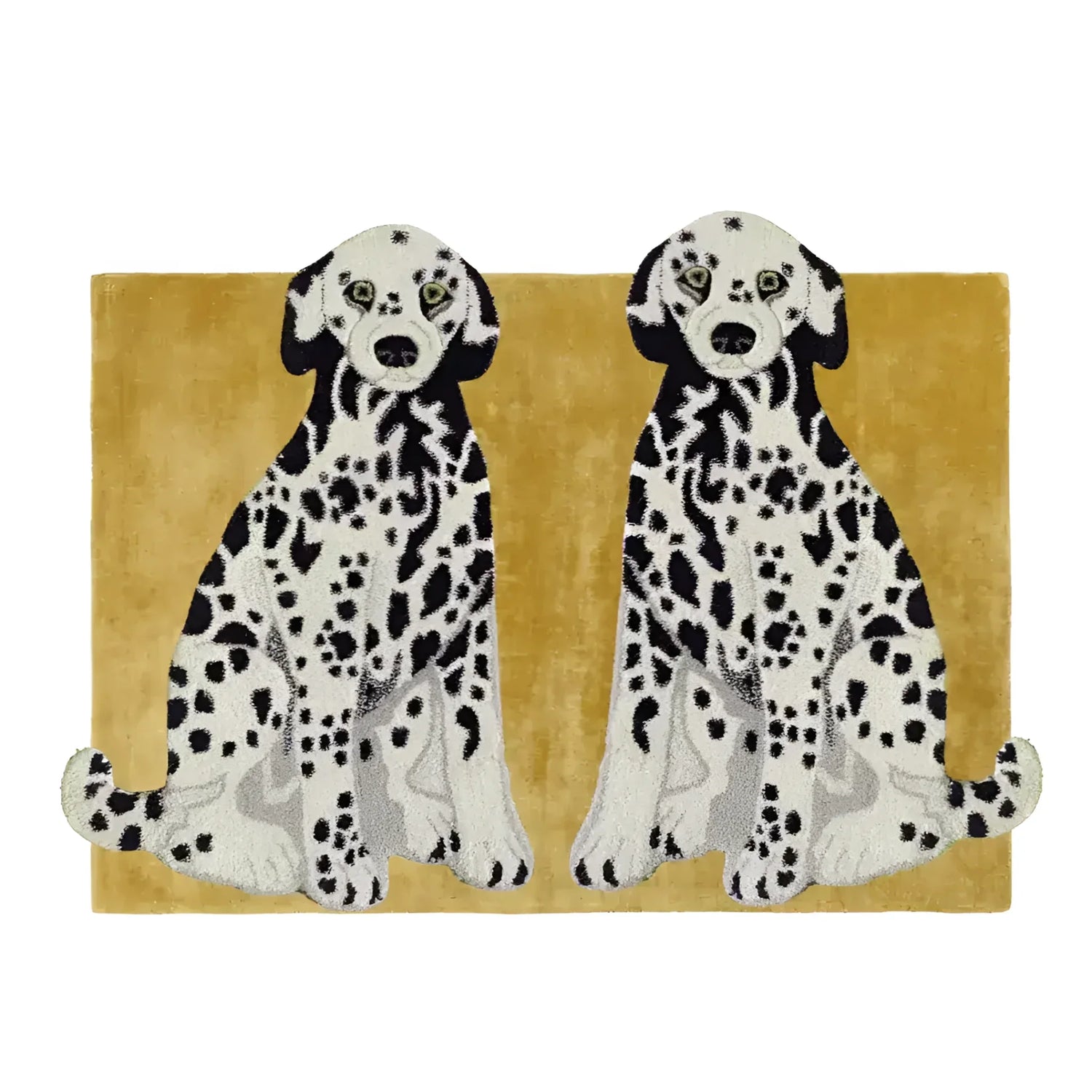 Pair of Doggie Hand Tufted Wool Rug - Mustard